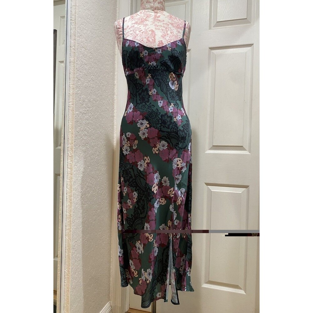 Free People Intimately Right This Way Slip Dress Sz M Maxi Floral Printed Bias